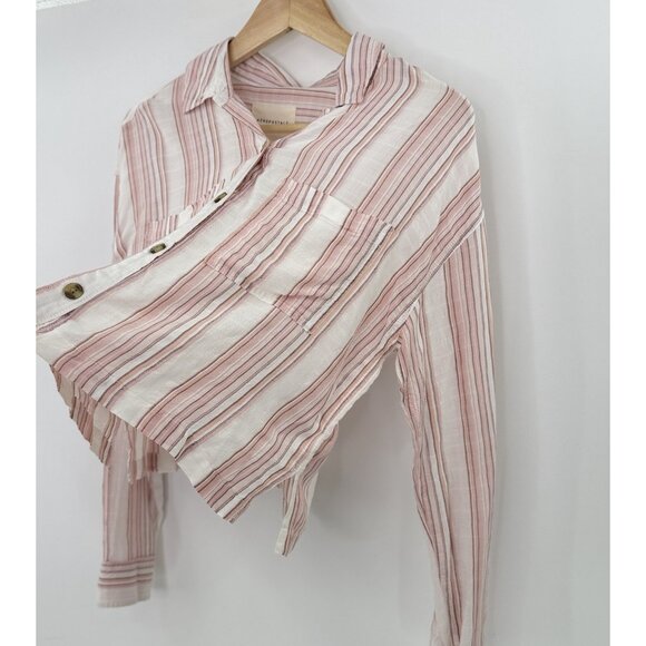 Aeropostale Cropped Striped Long Sleeve Blouse‎ Sz Sm, Boho, Coastal, Beach - Picture 4 of 9